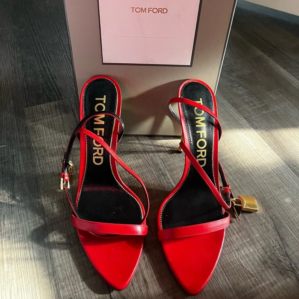 Tom Ford Red Strappy Heels - Picture 1 of 10